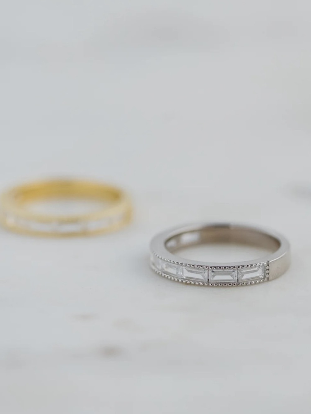NEW GraceGem Bezeled Baguette Ring 925 Silver! Wear on any finger ! Top quality